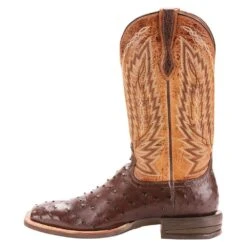 Relentless By Ariat Men's Ariat Relentless Tobacco Full Quill Ostrich 13in. Cowboy Boots -Cheap Western Buck Store 10025180 side