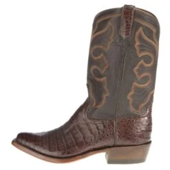 Mens Brown Caiman Belly 12in. Chocolate Calf Top -Cheap Western Buck Store 101031 2