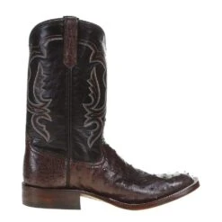 Rios Of Mercedes Men's Capital Collection Nicotine Full Quill Ostrich 12in. Black Calf Top Cowboy Boot -Cheap Western Buck Store 102311 4