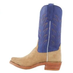 Rios Of Mercedes Men's RR Tan Crazy Horse Roughout 13in. Royal Blue Wyoming Top Cutter Toe Boot -Cheap Western Buck Store 106842 3