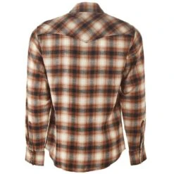 Men's Wrangler Retro Brown Plaid Modern Fit Flannel -Cheap Western Buck Store 112317108 3