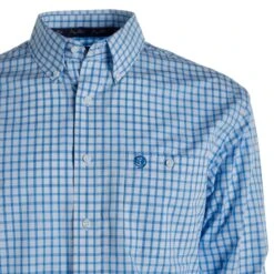 Wrangler Mens George Strait Baby Blue Button Down -Cheap Western Buck Store 112324864 02