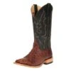 Horsepower Men's Horsepower Cognac Full Quill Ostrich 13in. Green Top Square Toe Boots