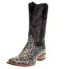 Tanner Mark Boots Men's Tanner Mark Black Rustic Full Quill Ostrich Print Square Toe Cowboy Boot