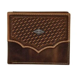 Justin Men`s Basketweave Yoke Bifold Wallet