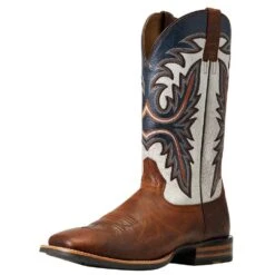 Ariat Men`s Brushrider Penny Brown 13` Coastal Cream Top Square Toe Boots