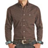 Panhandle Men's Roughstock Brown Printed Buttondown