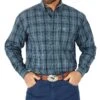 Wrangler Men's George Strait Navy Plaid Buttondown