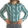 Men's Rock & Roll Denim Long Sleeve Stripe Print Snap