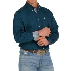 Cinch Men's Solid Teal Button-Down Western Shirt