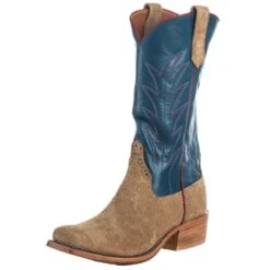 Rios Of Mercedes Men`s Tan Crazyhorse Reverse 13in. Navy Calf TK Toe Boot