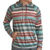 Rock & Roll Denim Turquoise Lightweight Serape Hoodie