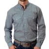 Roper Men's Blue Geo Print Two Pocket Button Down