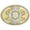 M&F Silver And Gold Star Large Oval Buckle