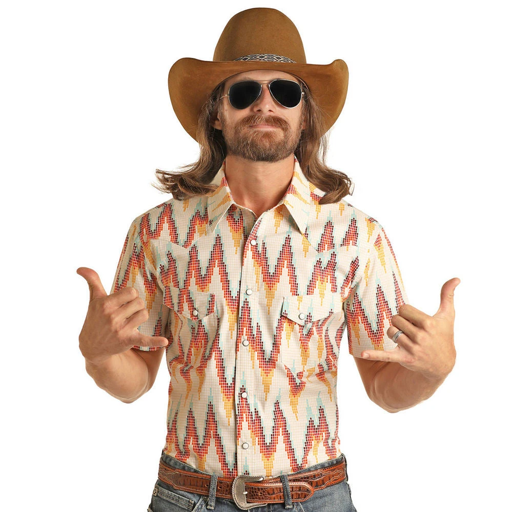 Rock N Roll Cowboy Dale Brisby Digital Aztec Short Sleeve Shirt 1 Rock N Roll Cowboy Dale Brisby Digital Aztec Short Sleeve Shirt