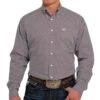 Cinch Men's Purple And White Printed Button-Down