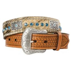 Men's Nocona 1-1/2in Natural Basket Stamp Belt