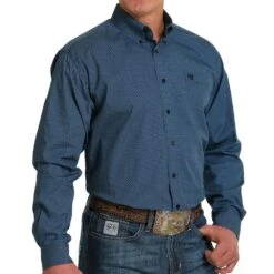 Cinch Men's Blue Print Button-Down