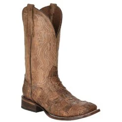 Circle G L5949 Men's Caiman Patchwork Vamp 12in Tan Top Cowboy Boot