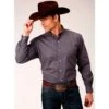 Roper Mens Grey Printed Buttondown