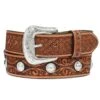 Men 1 1/2 Tan Silver Valley Belt