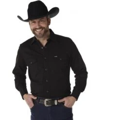 Wrangler Mens Black Comfort Work Shirt