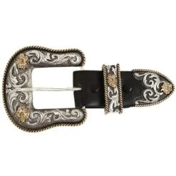 Montana Silversmiths Floral Two Tone Buckle Set