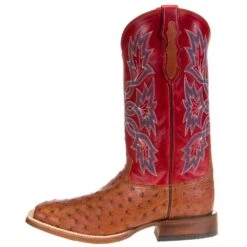 Men's Tony Lama Royston Brandy Full Quill Ostrich 13in. Red Top Cowboy Boots -Cheap Western Buck Store 6042 2