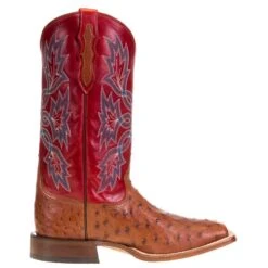 Men's Tony Lama Royston Brandy Full Quill Ostrich 13in. Red Top Cowboy Boots -Cheap Western Buck Store 6042 4