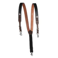 Men's M&F Western Gallus Ostrich Print Black/Tan Suspenders