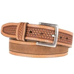 Mens Distressed Medium Brown Croc Belt