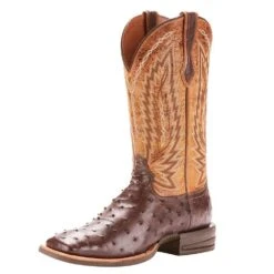 Relentless By Ariat Men's Ariat Relentless Tobacco Full Quill Ostrich 13in. Cowboy Boots