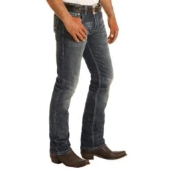 Rock N Roll Cowboy Men's And Vintage 46 Revolver Dark Jeans -Cheap Western Buck Store M1R8299 2