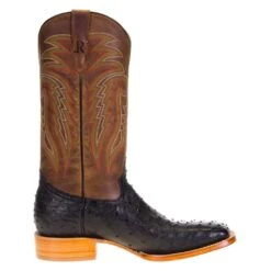 Men's R Watson Black Full Quill Ostrich 13in. Mad Dog Tan Cowhide Top Boots -Cheap Western Buck Store MU10003 4
