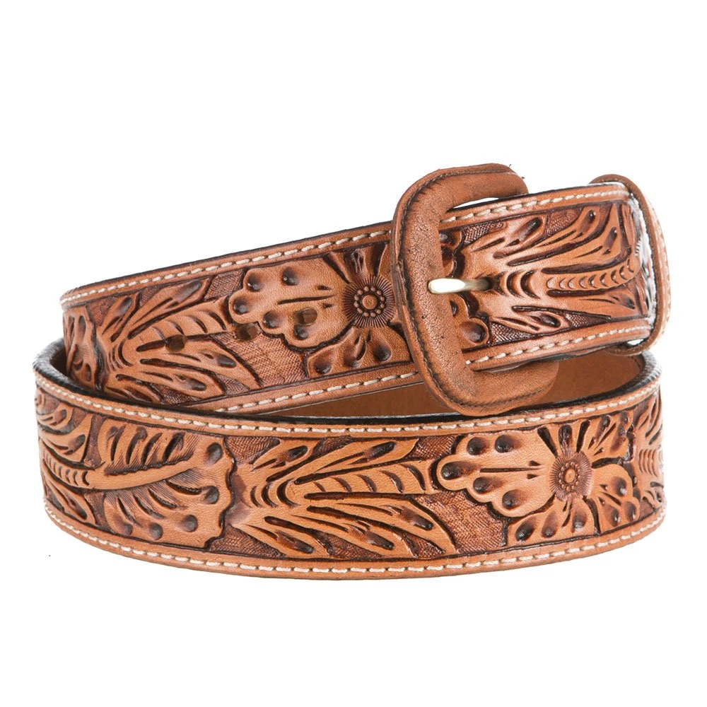 Vogt Silversmiths 1.5in. Russet Sheridan Floral Tooled Belt 2 Vogt Silversmiths 1.5in. Russet Sheridan Floral Tooled Belt - Image 2