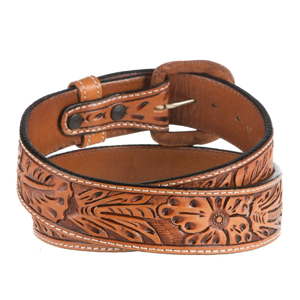 Vogt Silversmiths 1.5in. Russet Sheridan Floral Tooled Belt 3 Vogt Silversmiths 1.5in. Russet Sheridan Floral Tooled Belt - Image 3
