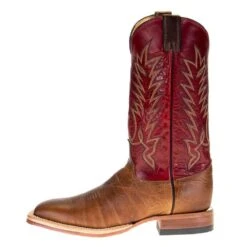 Justin Boot Company Men's Justin Tan Damiana Cowhide 13in. Red Top Square Toe Cowboy Boot -Cheap Western Buck Store P01642 2
