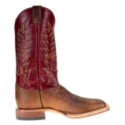 Justin Boot Company Men's Justin Tan Damiana Cowhide 13in. Red Top Square Toe Cowboy Boot -Cheap Western Buck Store P01642 4