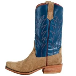 Rios Of Mercedes Men`s Tan Crazyhorse Reverse 13in. Navy Calf TK Toe Boot -Cheap Western Buck Store R9028 03