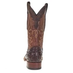 Tanner Mark Boots Men's Tanner Mark Rustic Brown FQ Ostrich Print 12in. Italo Orix Top Square Toe Boot -Cheap Western Buck Store TM205525 3