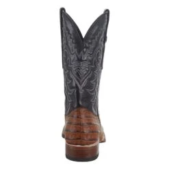 Tanner Mark Boots Men`s Matte Cognac Caiman Belly 12` Kabul Black Top Square Toe Boot -Cheap Western Buck Store TM207031 4