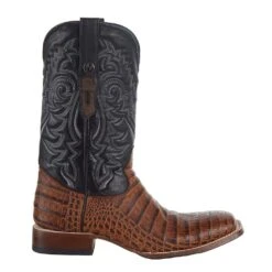 Tanner Mark Boots Men`s Matte Cognac Caiman Belly 12` Kabul Black Top Square Toe Boot -Cheap Western Buck Store TM207031 5