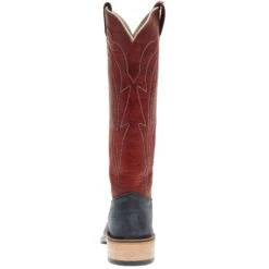 Olathe Boot Company Men`s Black Wyoming Reverse 16in Deep Red Navajo Bison Dog Top Cutter Toe Boot -Cheap Western Buck Store TT14 04