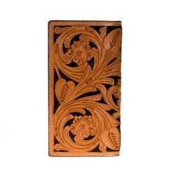 Western Fashion Twisted X Floral Tooled Rodeo Wallet With Black Painted Inlay -Cheap Western Buck Store XH 106 2